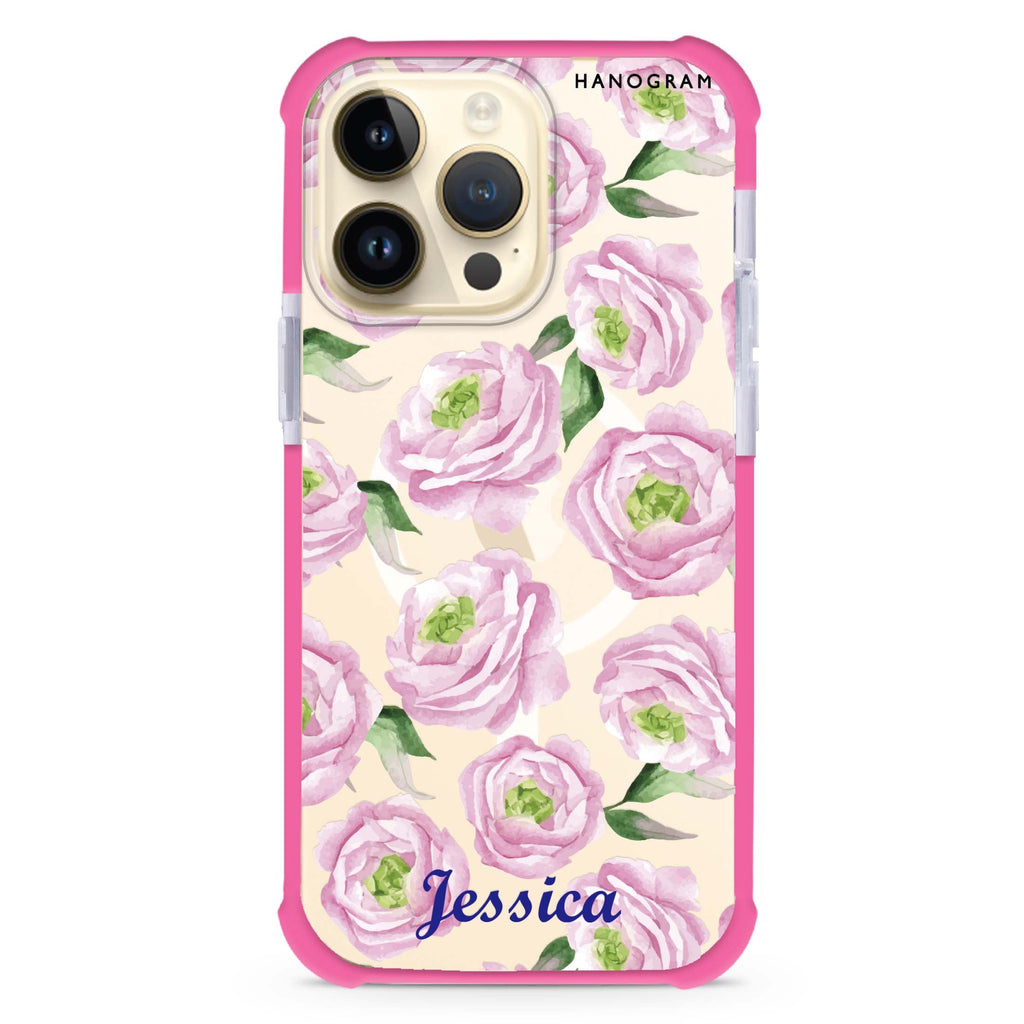 Watercolor pink floral MagSafe Compatible Ultra Shockproof Case