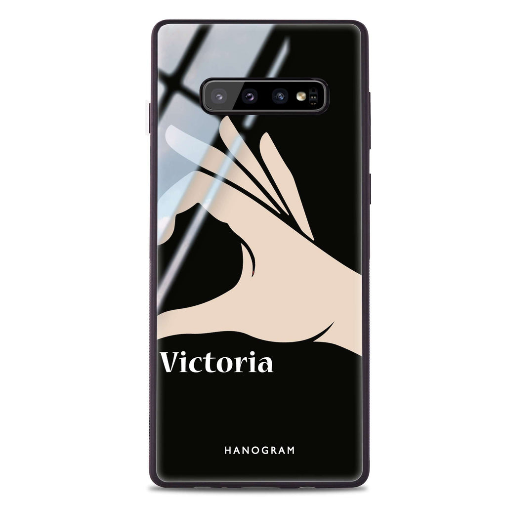 Right Hand heart Samsung S10 Plus Glass Case