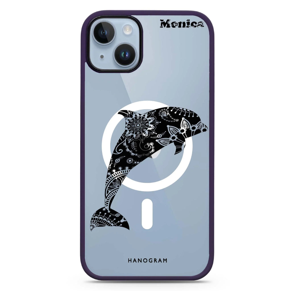 Mandala dolphin iPhone 14 Plus MagSafe Compatible Impact Guard Bumper Case