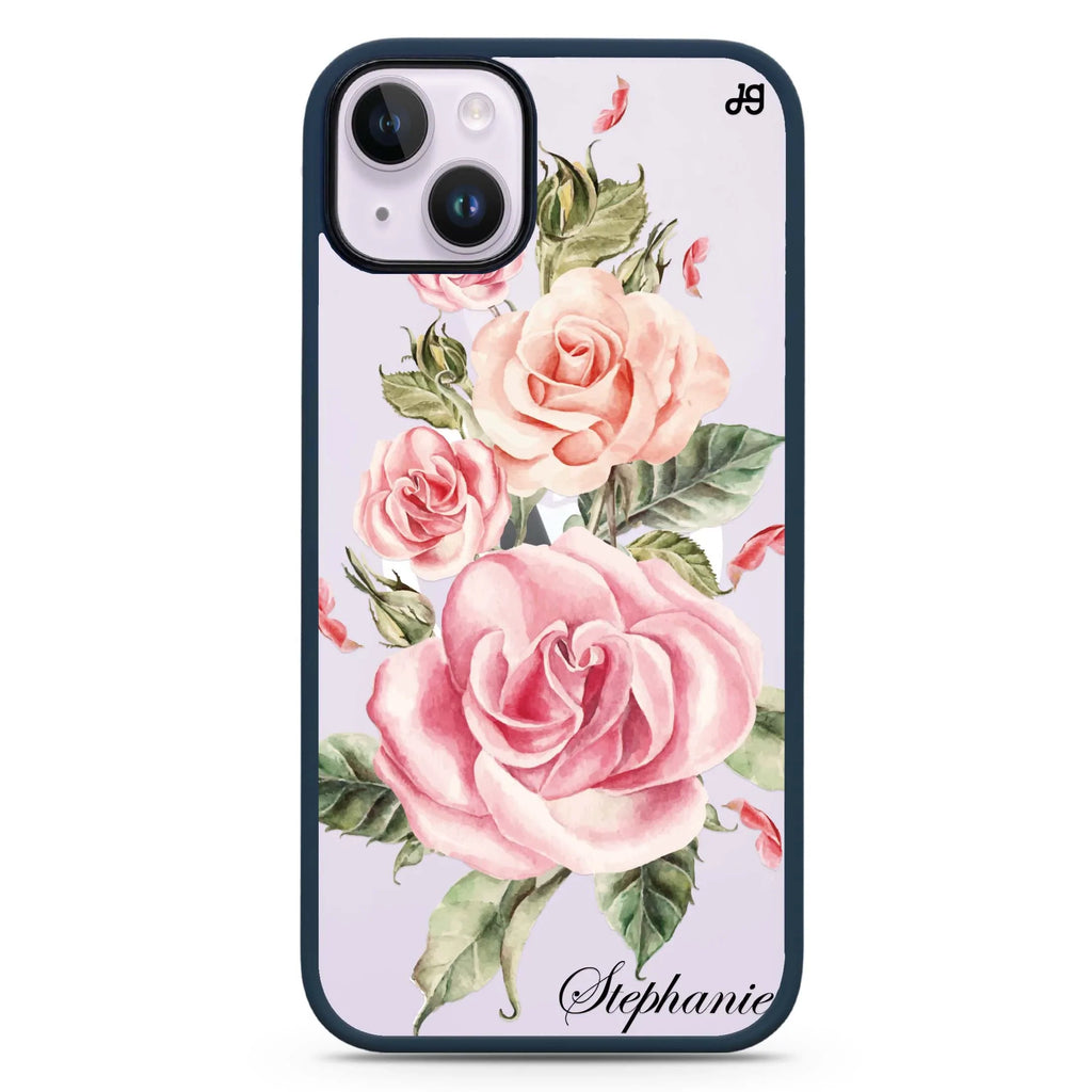 Pink Watercolor Floral iPhone 14 Plus MagSafe Compatible Impact Guard Bumper Case