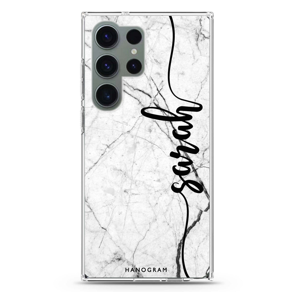 Marble Edition II personalized name Samsung Galaxy S26/S25/S24/S23/S22 Ultra ultra clear case, transparent design, main view