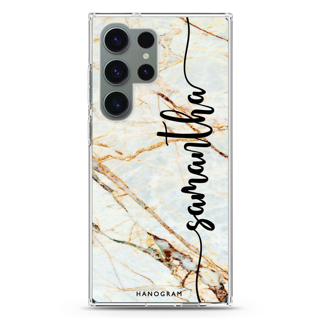 Marble Edition III personalized name Samsung Galaxy S26/S25/S24/S23/S22 Ultra ultra clear case, transparent design, main view