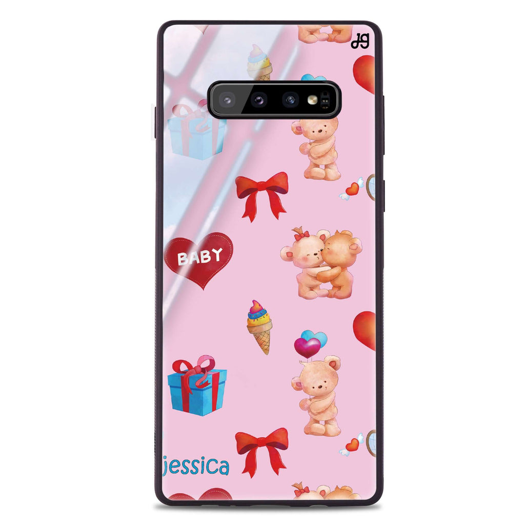 Cute Bear Present Samsung S10 Plus Glass Case