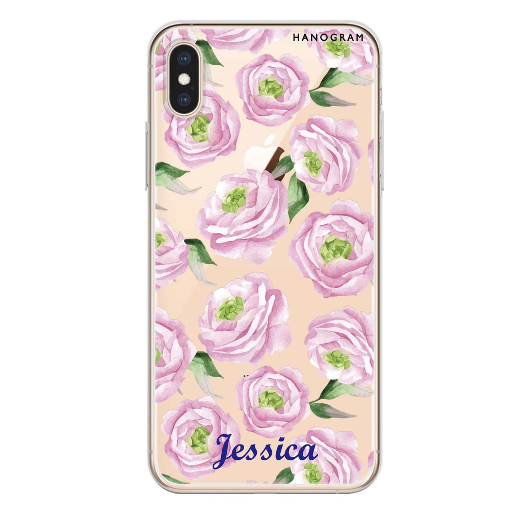 Watercolor pink floral iPhone X Ultra Clear Case