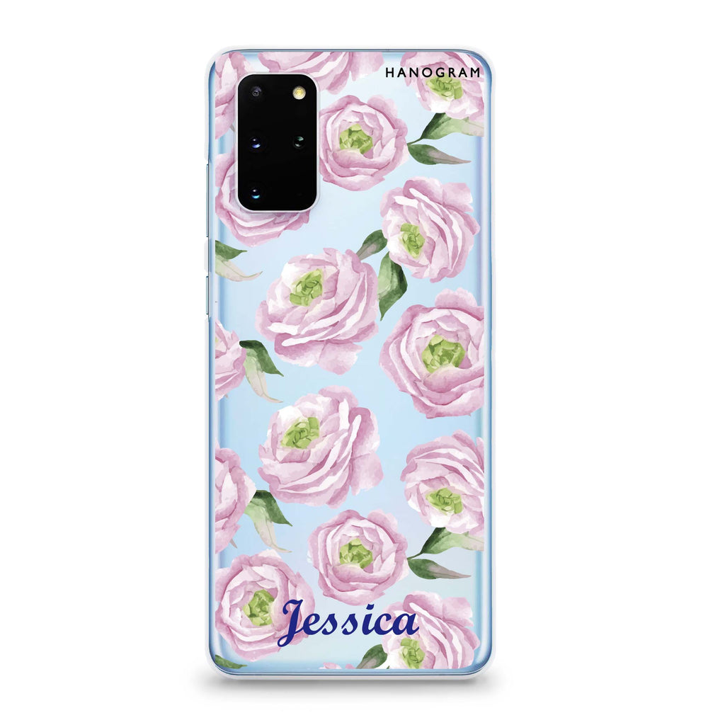 Watercolor pink floral Samsung S20 Soft Clear Case