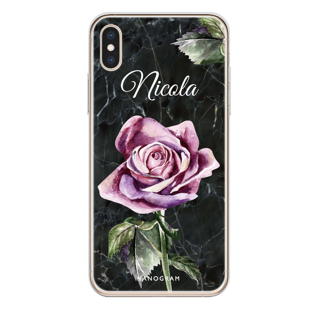 Black Marble Rose iPhone XS Ultra Clear Case