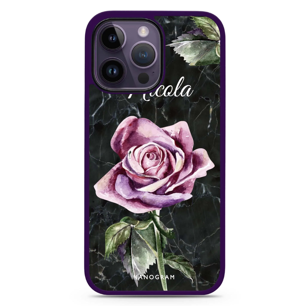 Black Marble Rose MagSafe Compatible Impact Guard Bumper Case