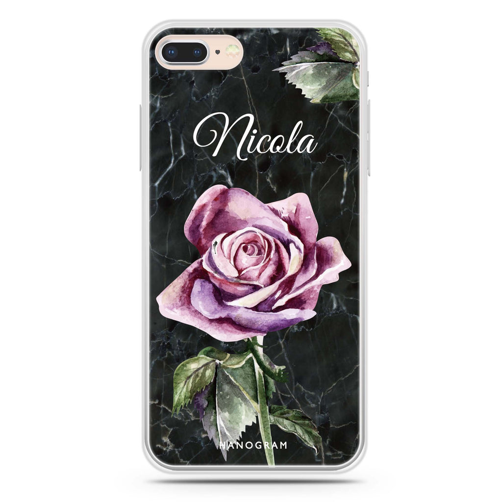 Black Marble Rose iPhone 8 Ultra Clear Case