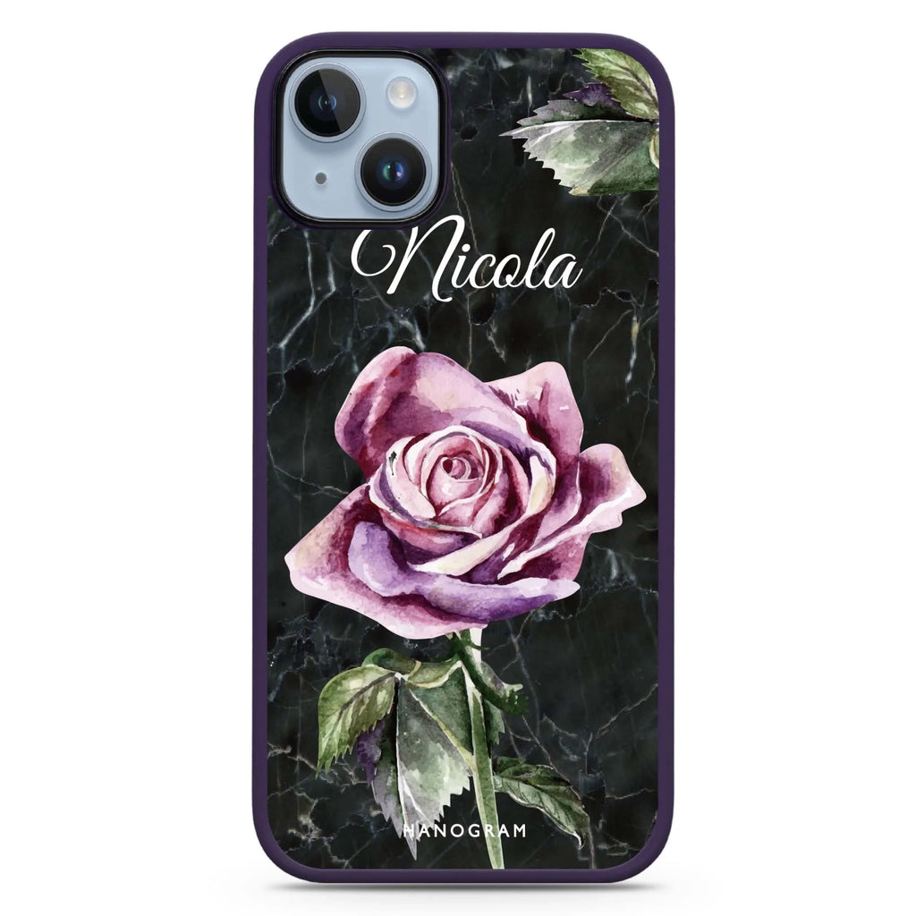 Black Marble Rose iPhone 14 Plus MagSafe Compatible Impact Guard Bumper Case