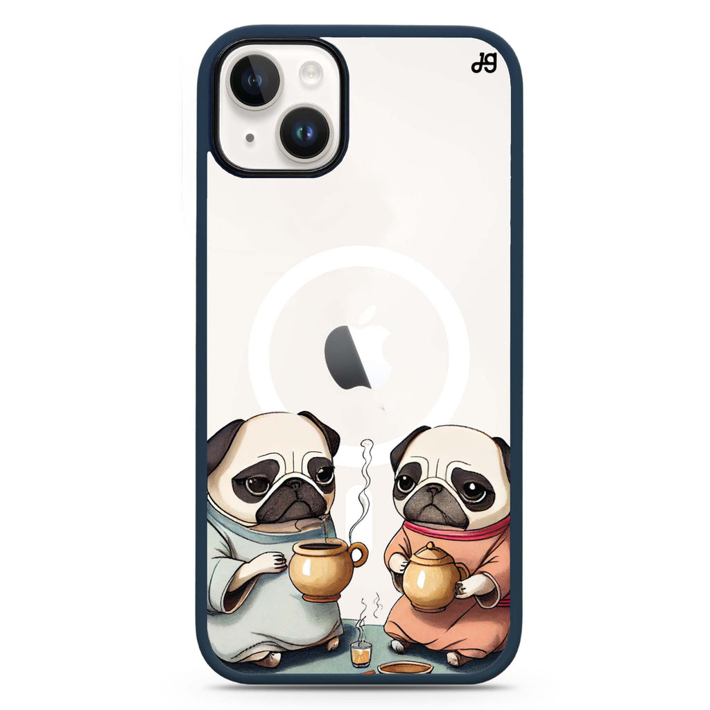 Pug Tea Time iPhone 14 Plus MagSafe Compatible Impact Guard Bumper Case