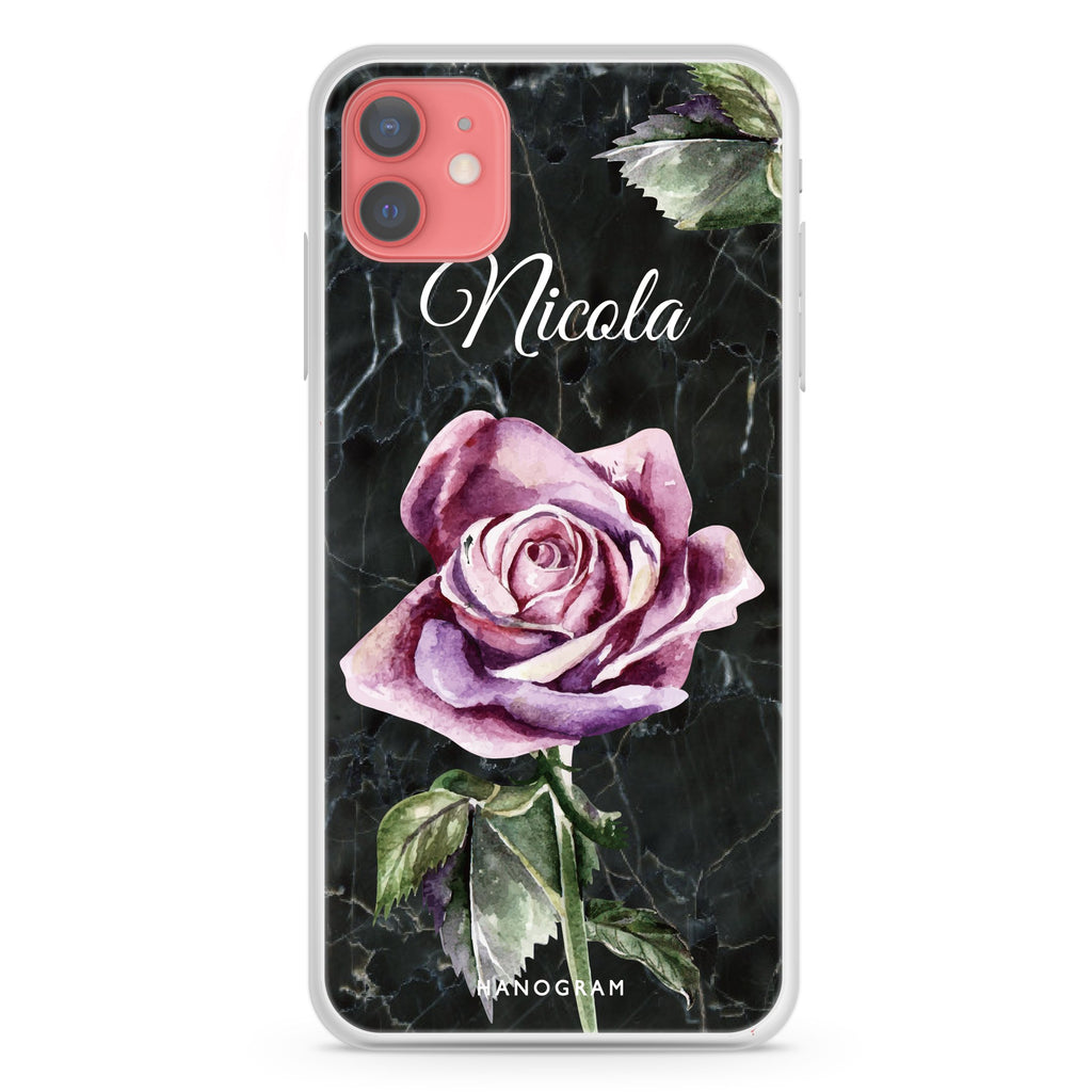 Black Marble Rose iPhone 12 mini Ultra Clear Case