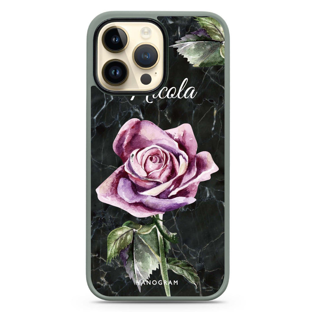 Black Marble Rose iPhone 13 Pro Impact Guard Bumper Case