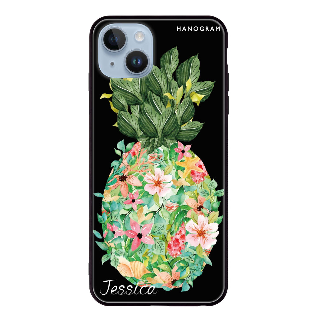 Floral Pineapple iPhone 14 Plus Glass Case