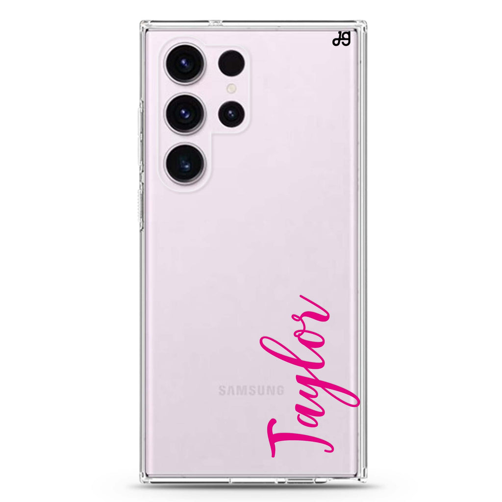 Falling for You personalized name Samsung Galaxy S26/S25/S24/S23/S22 Ultra ultra clear case, transparent design, main view