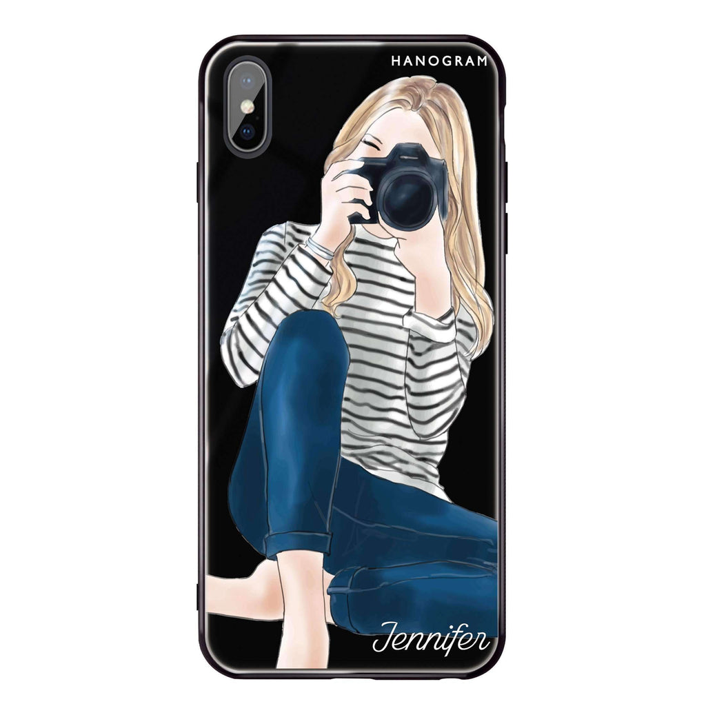 Camera girl II iPhone XS Glass Case