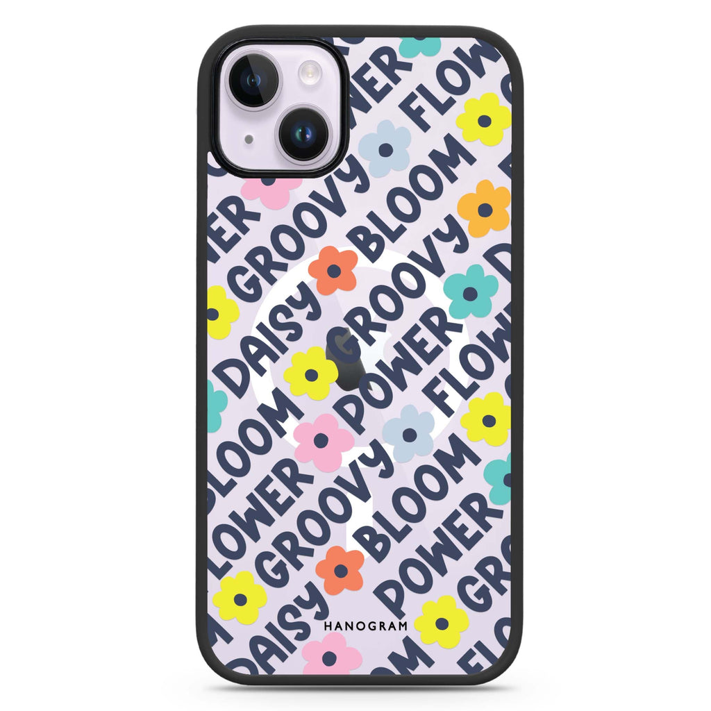 Groovy Flower iPhone 14 Plus MagSafe Compatible Impact Guard Bumper Case