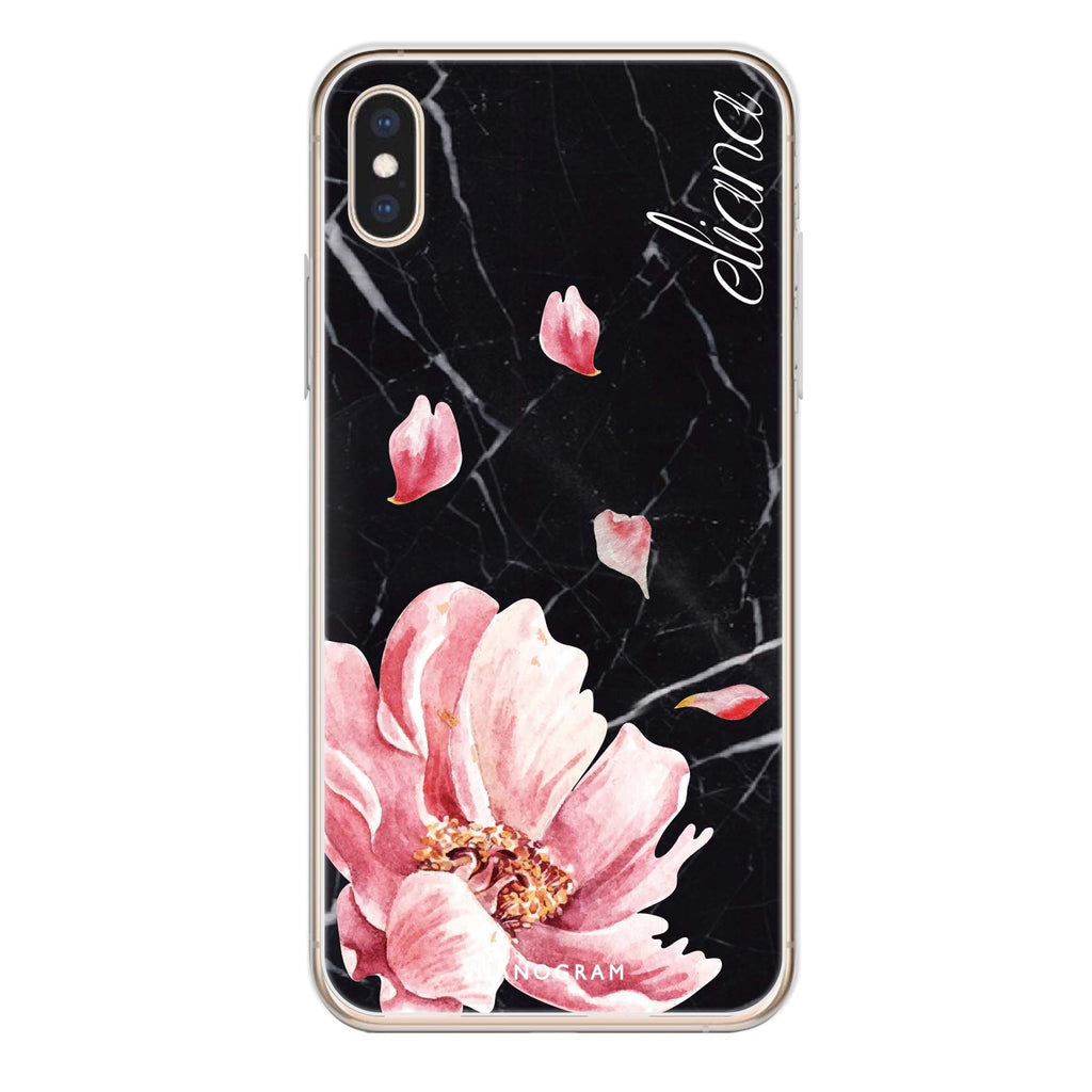 Black Marble & Floral iPhone XS Ultra Clear Case