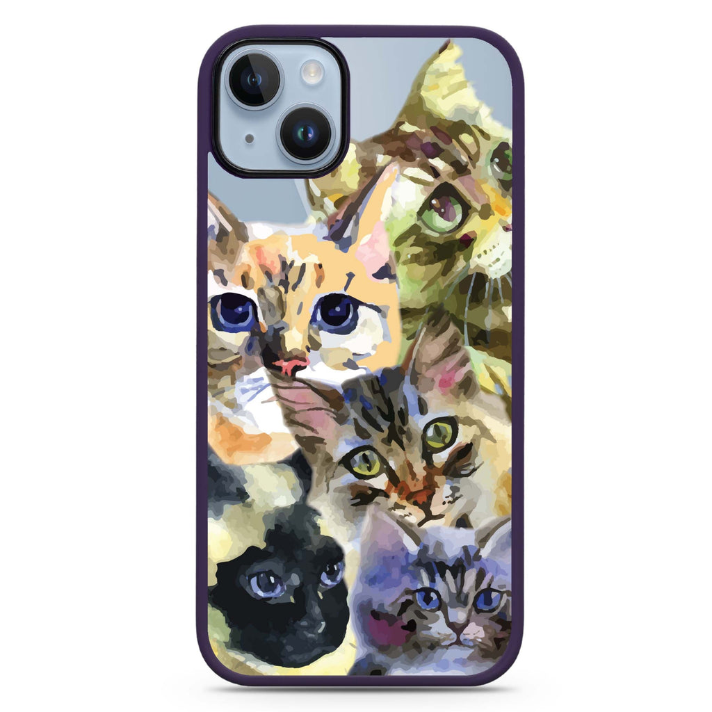 Watercolour Cat iPhone 14 Plus MagSafe Compatible Impact Guard Bumper Case
