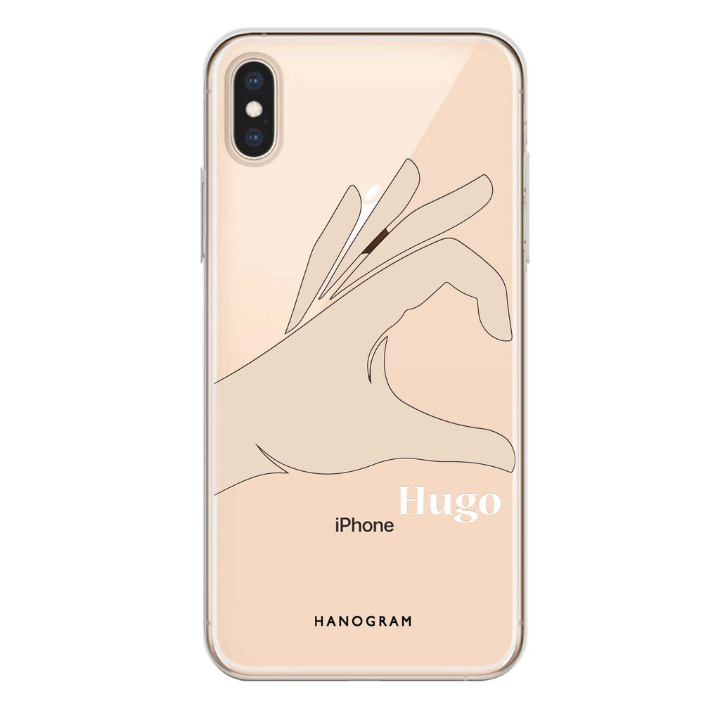 Left Hand heart iPhone XS Max Ultra Clear Case