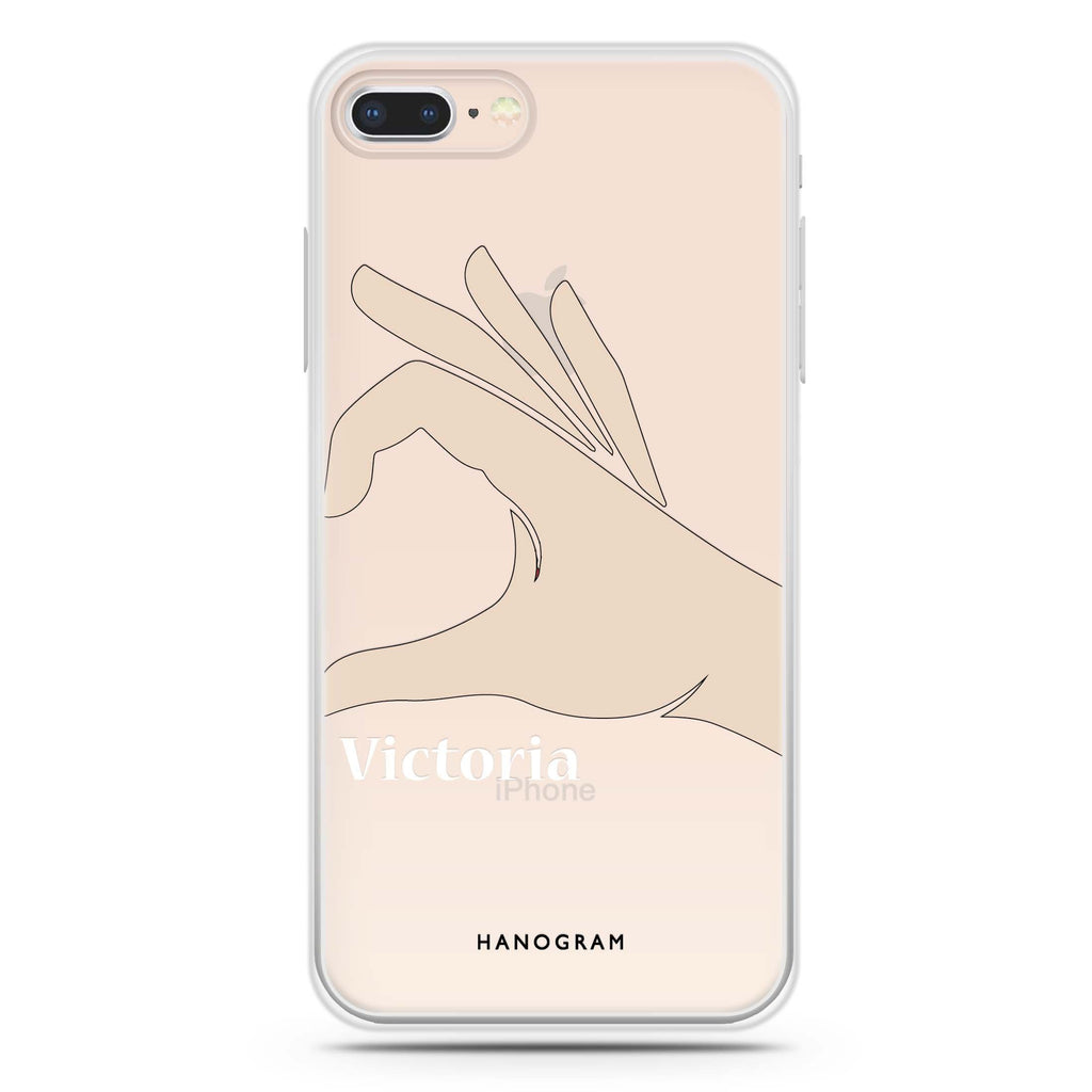 Right Hand heart iPhone 8 Ultra Clear Case