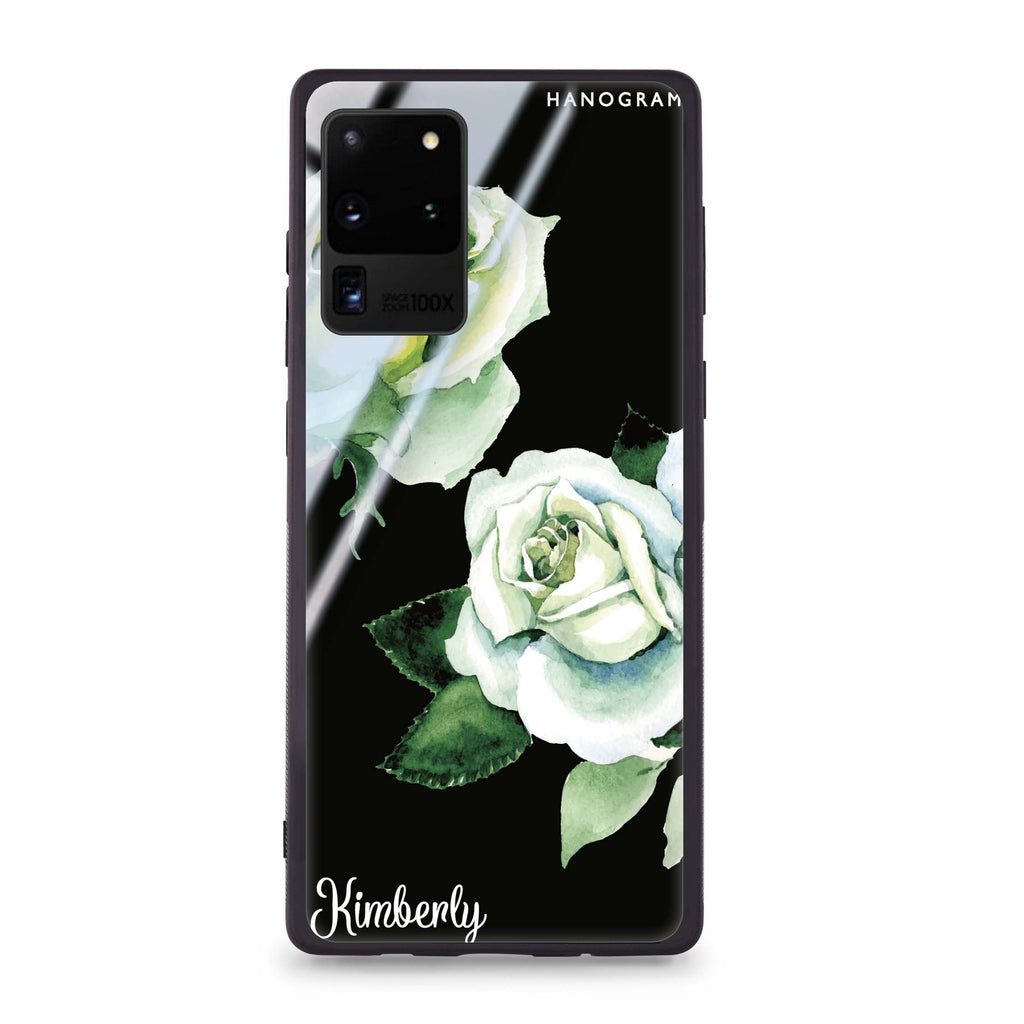 White Rose Samsung Glass Case