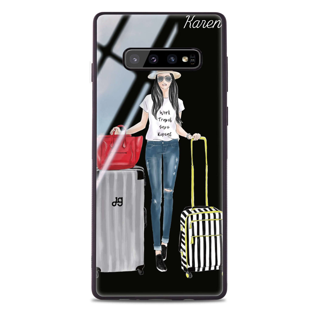 Travel girl I Samsung S10 Plus Glass Case