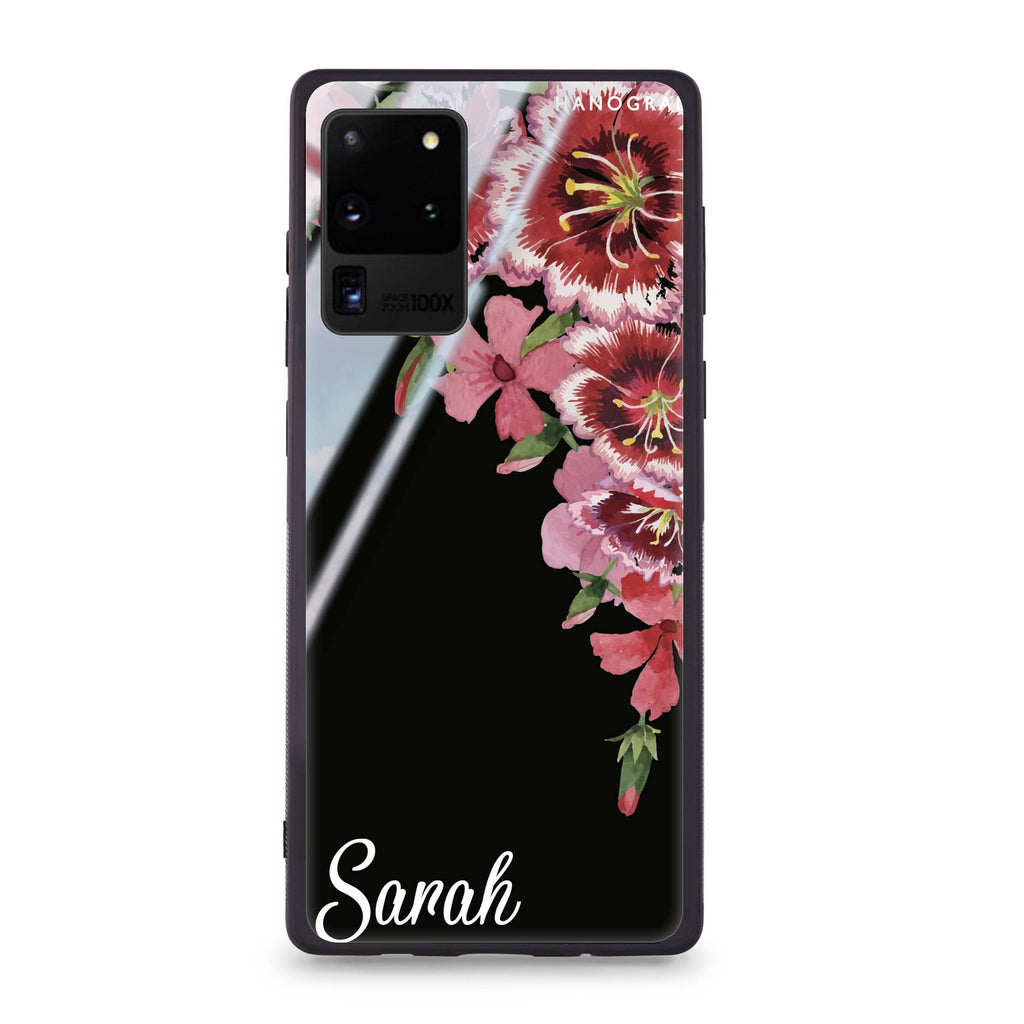 Red watercolour Floral Samsung Glass Case