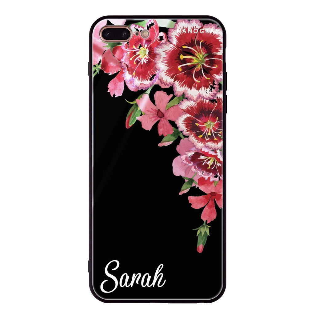Red watercolour Floral iPhone 8 Plus Glass Case