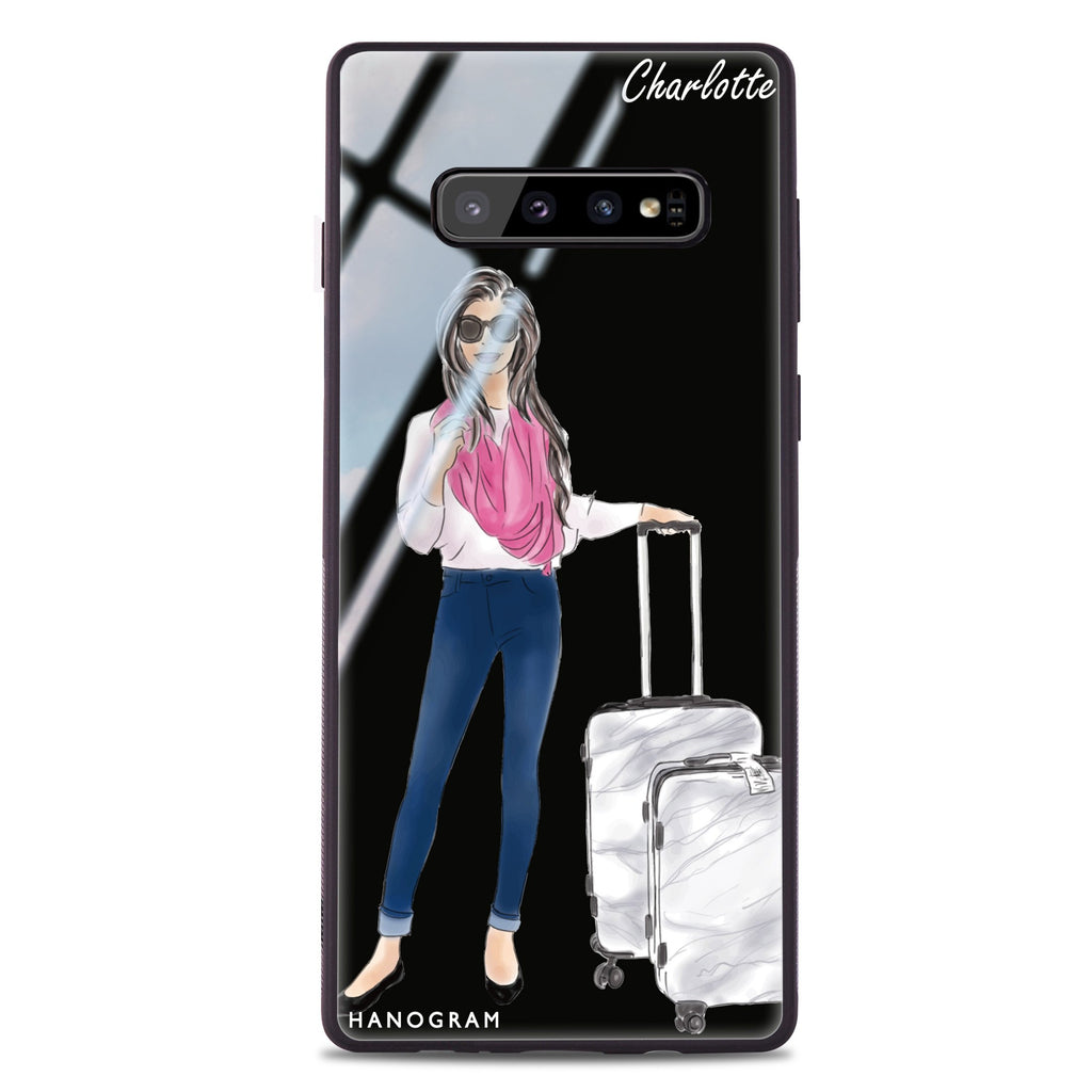 Travel girl II Samsung S10 Plus Glass Case