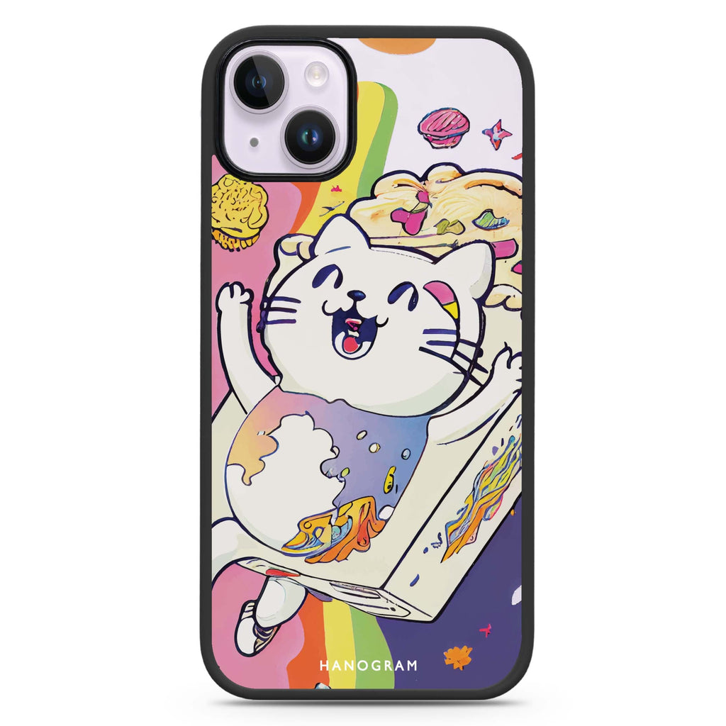 Rainbow Cat iPhone 14 Plus MagSafe Compatible Impact Guard Bumper Case