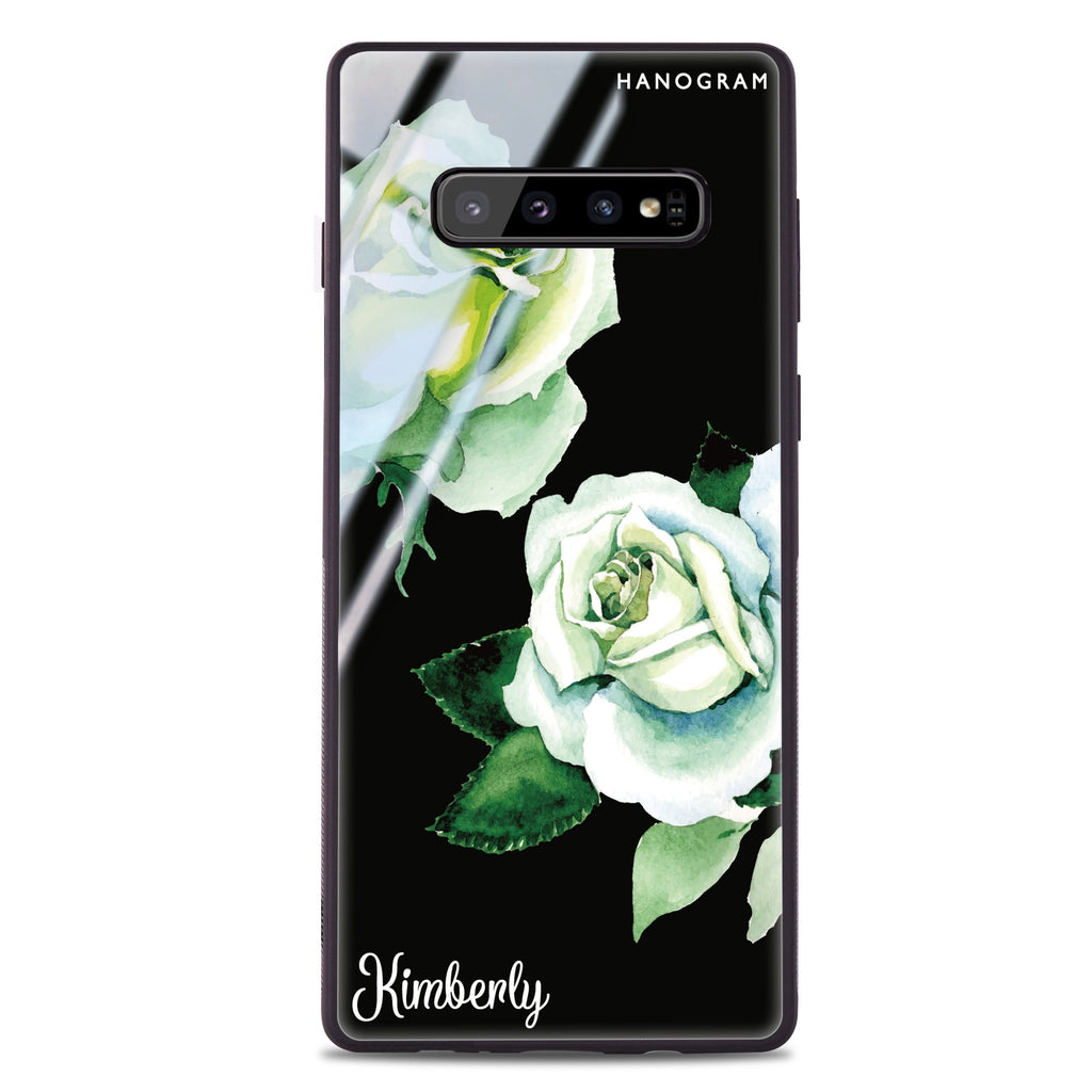 White Rose Samsung S10 Plus Glass Case