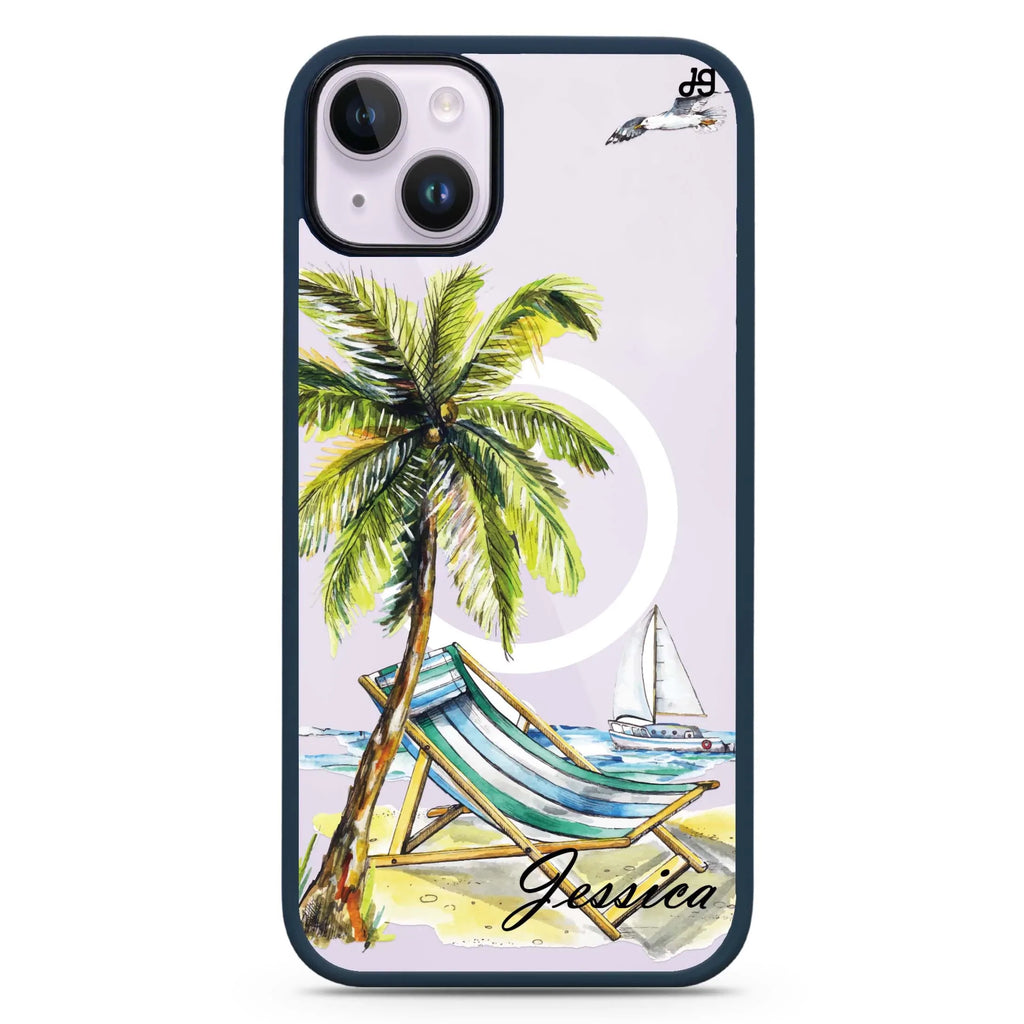 Summer on the beach iPhone 14 Plus MagSafe Compatible Impact Guard Bumper Case