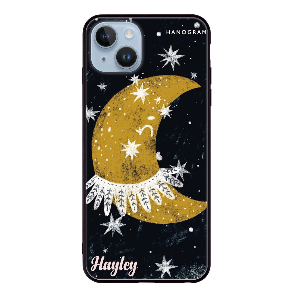 Cute Half Moon iPhone 14 Plus Glass Case