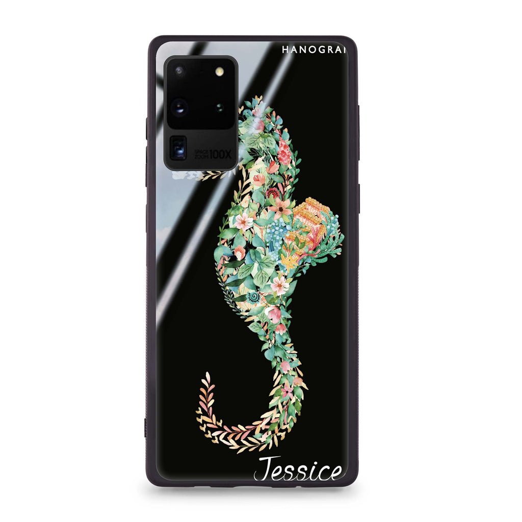 Floral Seahorse Samsung Glass Case