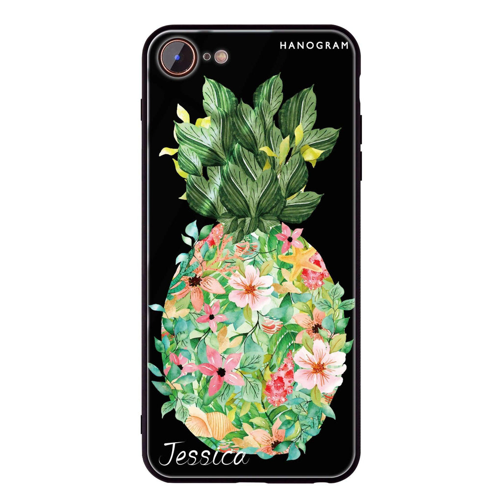Floral Pineapple iPhone 8 Glass Case