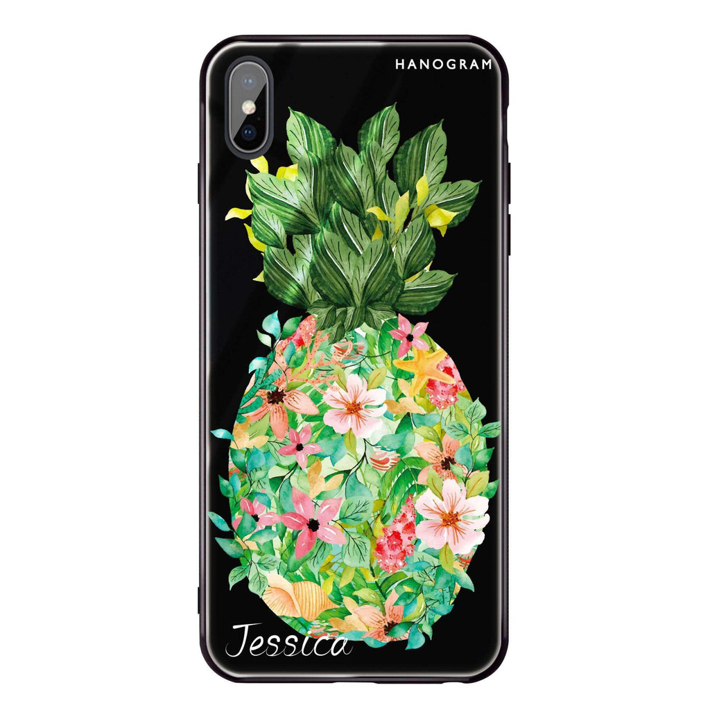 Floral Pineapple iPhone XS Max Glass Case