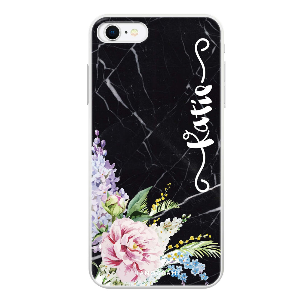 Floral & Black Marble iPhone SE Ultra Clear Case