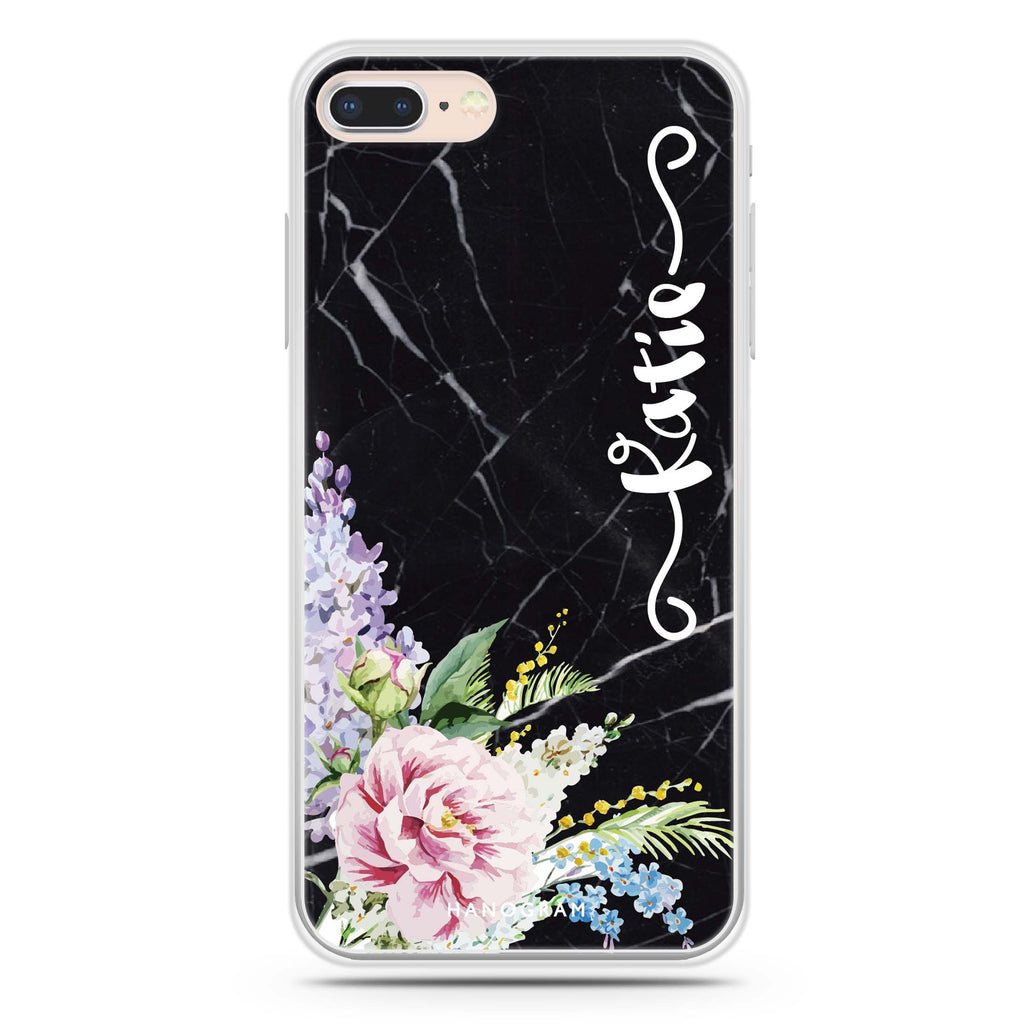 Floral & Black Marble iPhone 7 Plus Ultra Clear Case