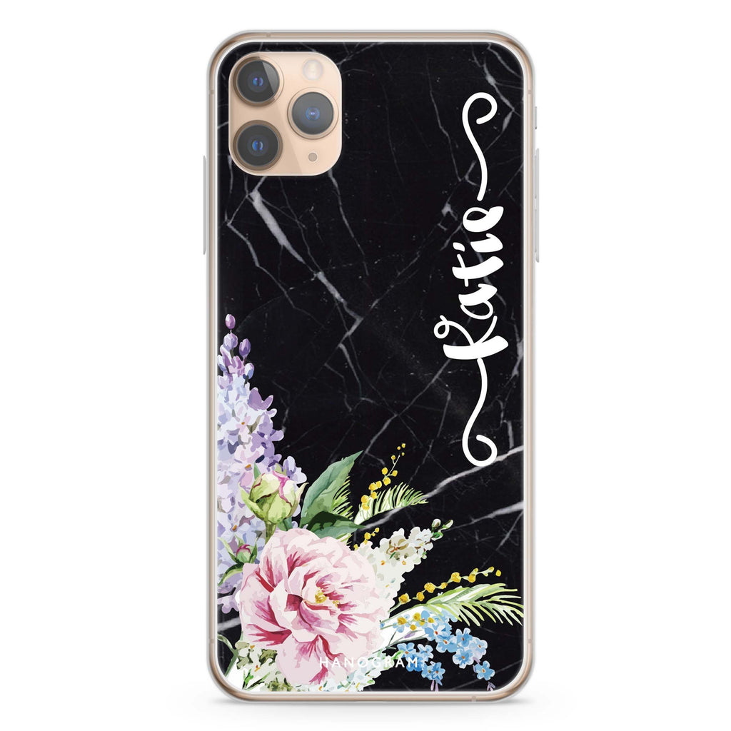 Floral & Black Marble iPhone 11 Pro Max Ultra Clear Case