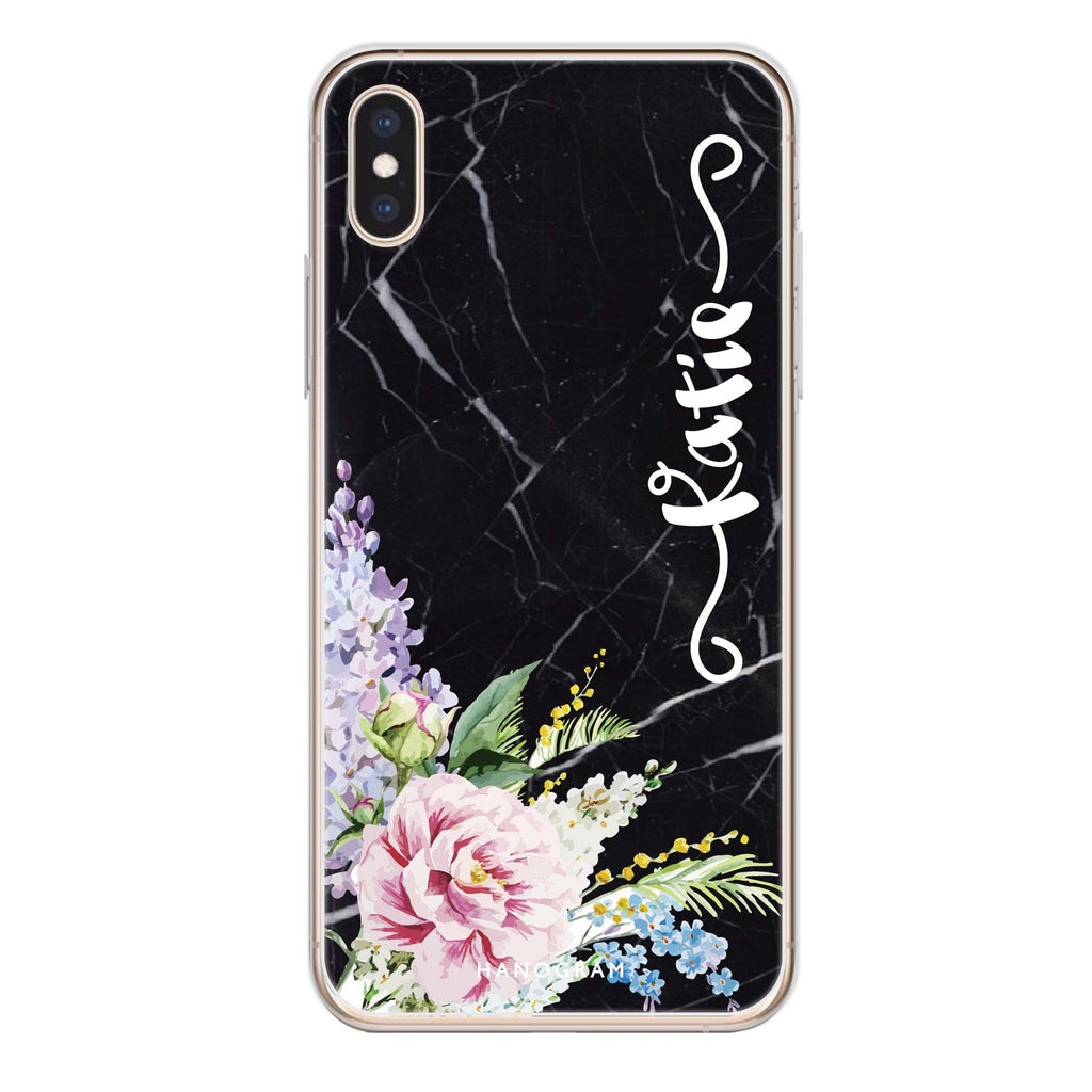 Floral & Black Marble iPhone XS Ultra Clear Case