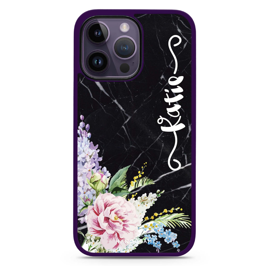 Floral & Black Marble Impact Guard Bumper Case