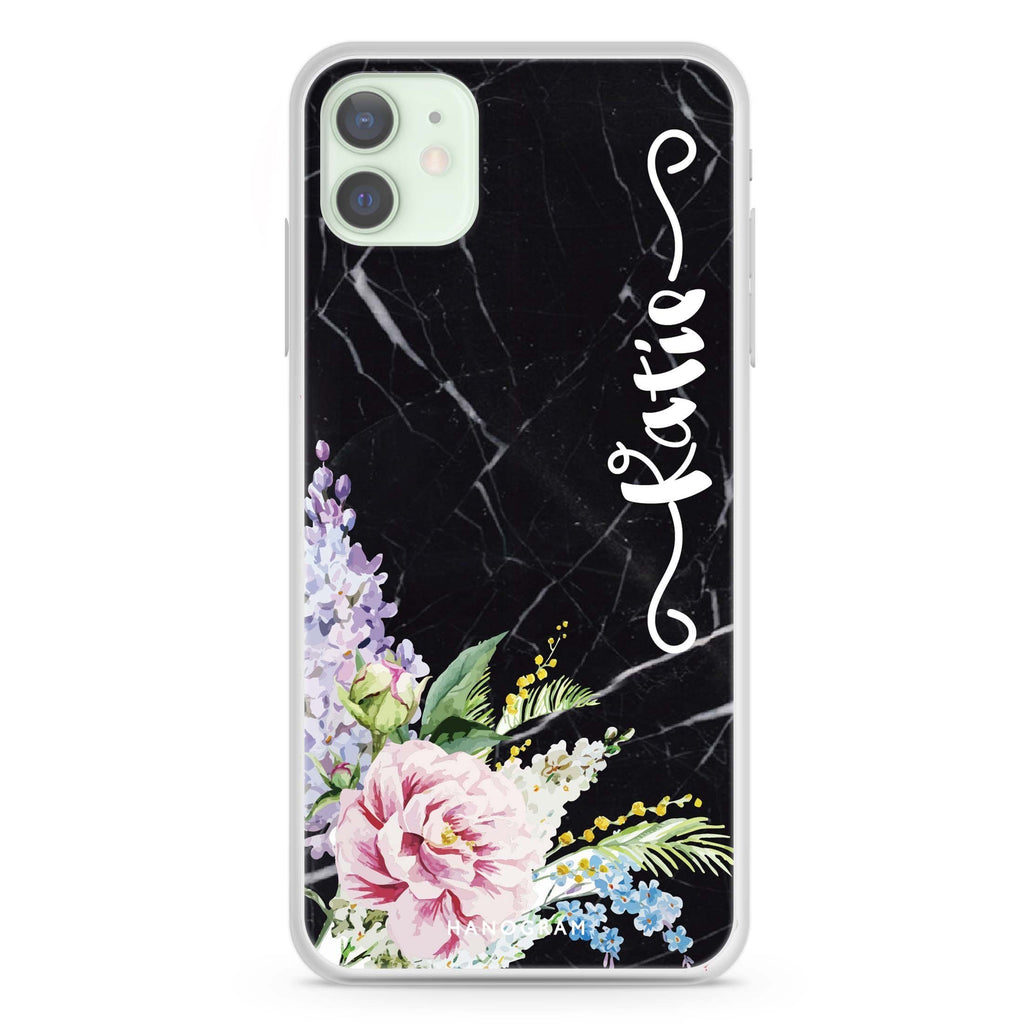 Floral & Black Marble iPhone 12 Ultra Clear Case