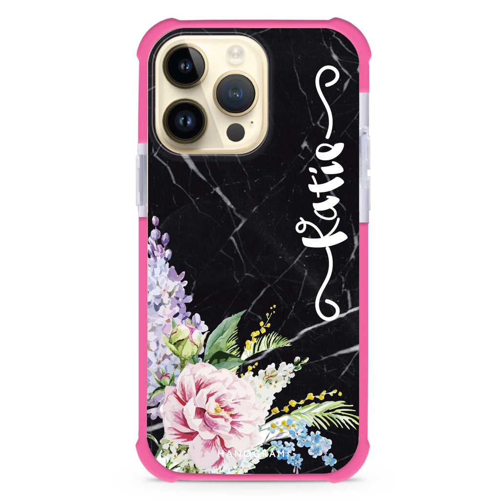 Floral & Black Marble MagSafe Compatible Ultra Shockproof Case