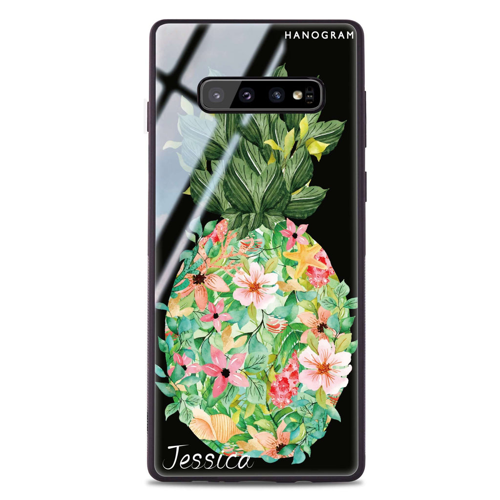 Floral Pineapple Samsung S10 Plus Glass Case