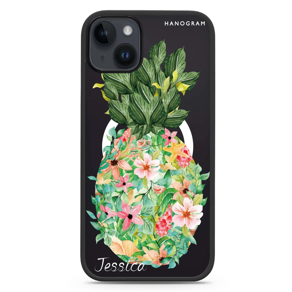 Floral Pineapple iPhone 14 Plus MagSafe Compatible Impact Guard Bumper Case