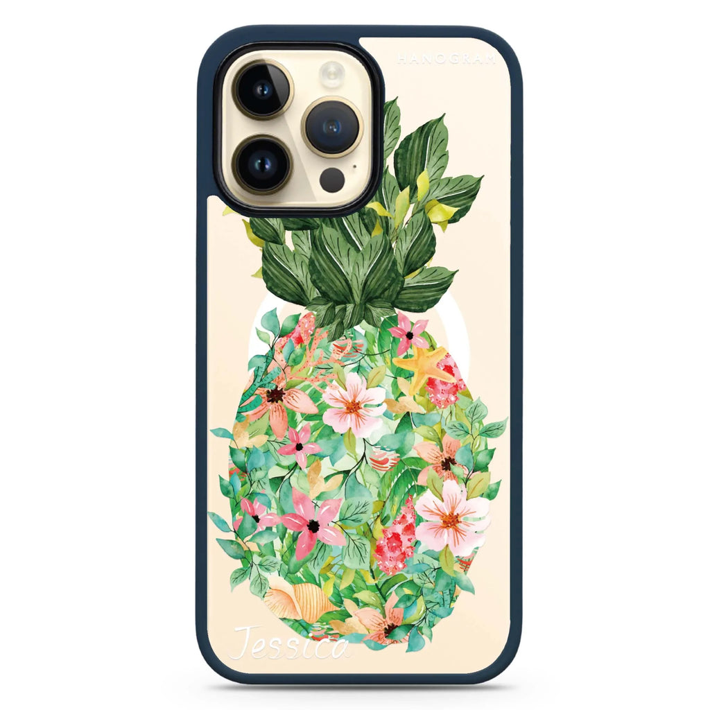 Floral Pineapple MagSafe Compatible Impact Guard Bumper Case
