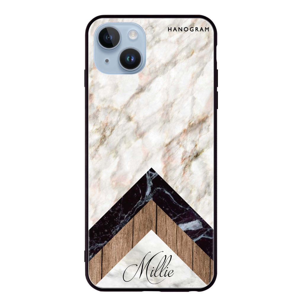 Marble & Wood iPhone 14 Plus Glass Case