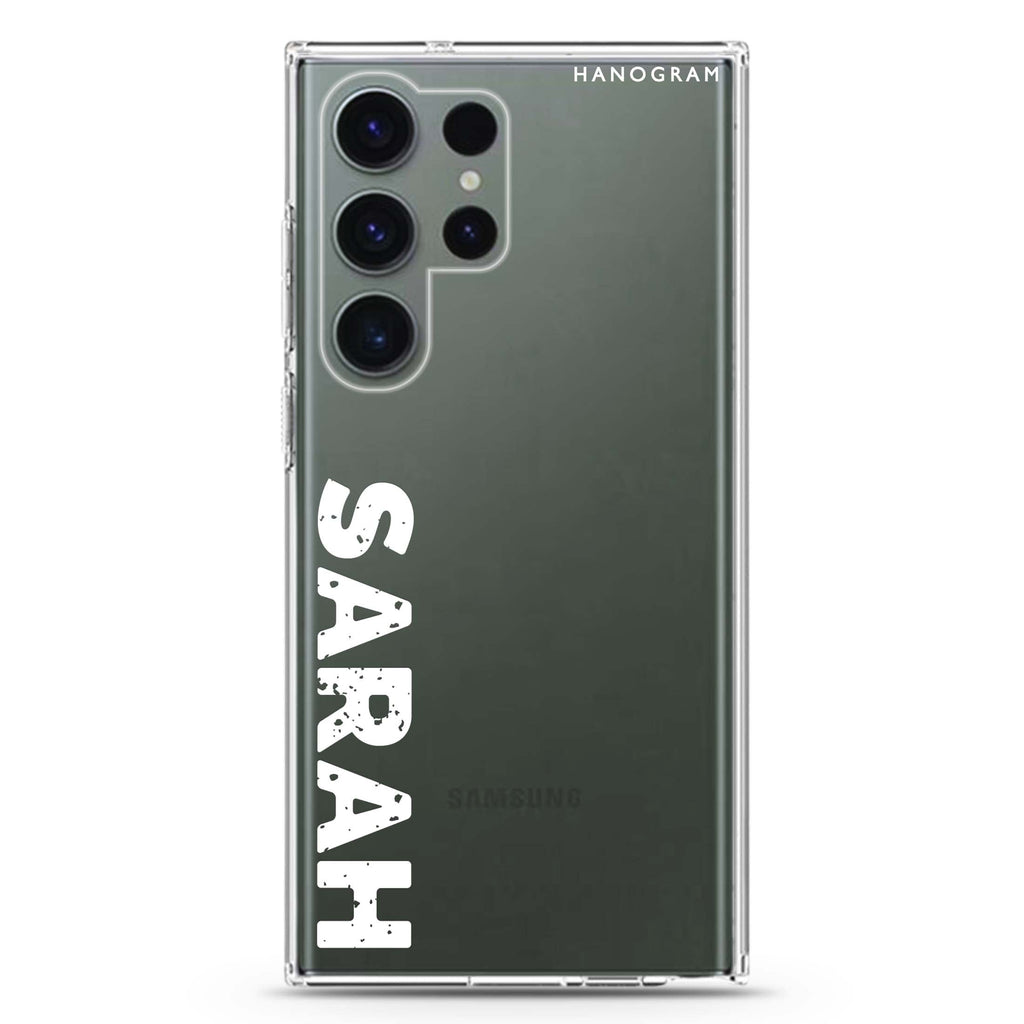Make It Simple personalized name Samsung Galaxy S26/S25/S24/S23/S22 Ultra ultra clear case, transparent design, main view