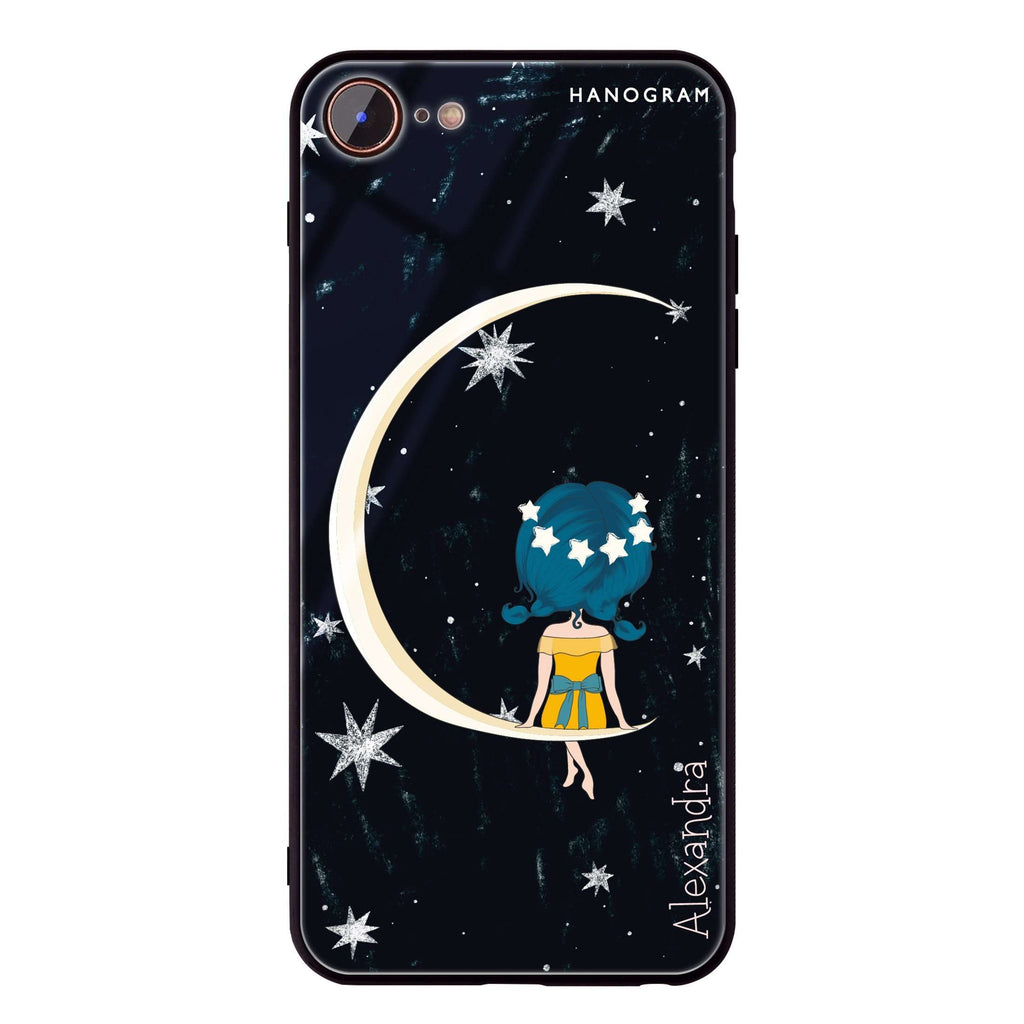 Cute Girl Moon iPhone 8 Glass Case