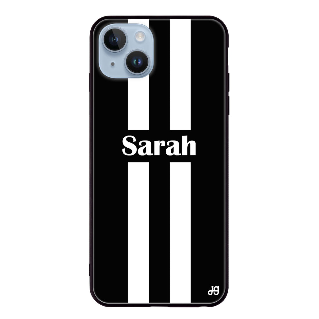 Black and white Stripes iPhone 14 Plus Glass Case